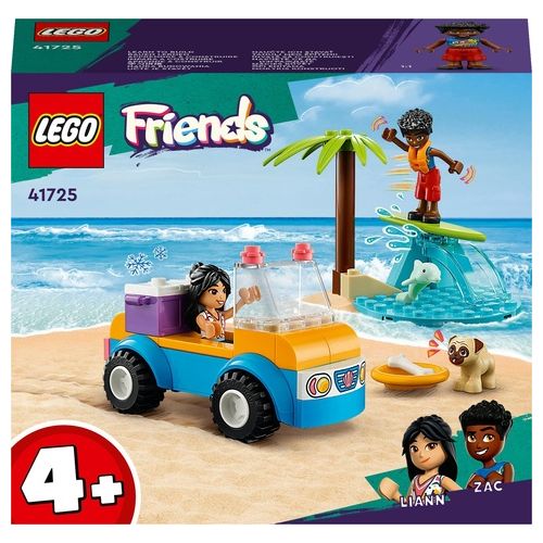 LEGO Friends 41725 Divertimento sul Beach Buggy con Macchina Giocattolo, Surf, Mini Bamboline, Delfino e Cane, Giochi Estivi