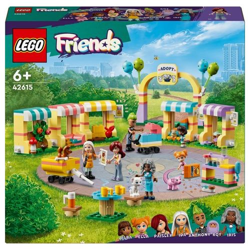 LEGO Friends 42615 Giorno dell'Adozione dei Cuccioli, Giochi per Bambini 6+ con 7 Personaggi e 5 Figure di Animali Giocattolo