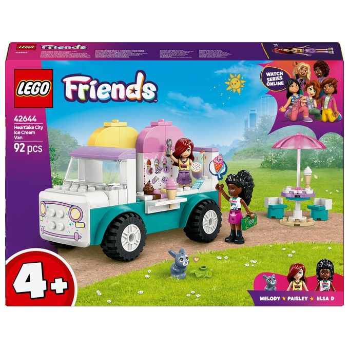 LEGO Friends Il Furgone dei Gelati di Heartlake City Giochi Creativi e Didattici per Bambine da 4 Anni con Camion Giocattolo 2 Mini Bamboline un Coniglietto Cibo e Accessori Set con Veicolo 42644