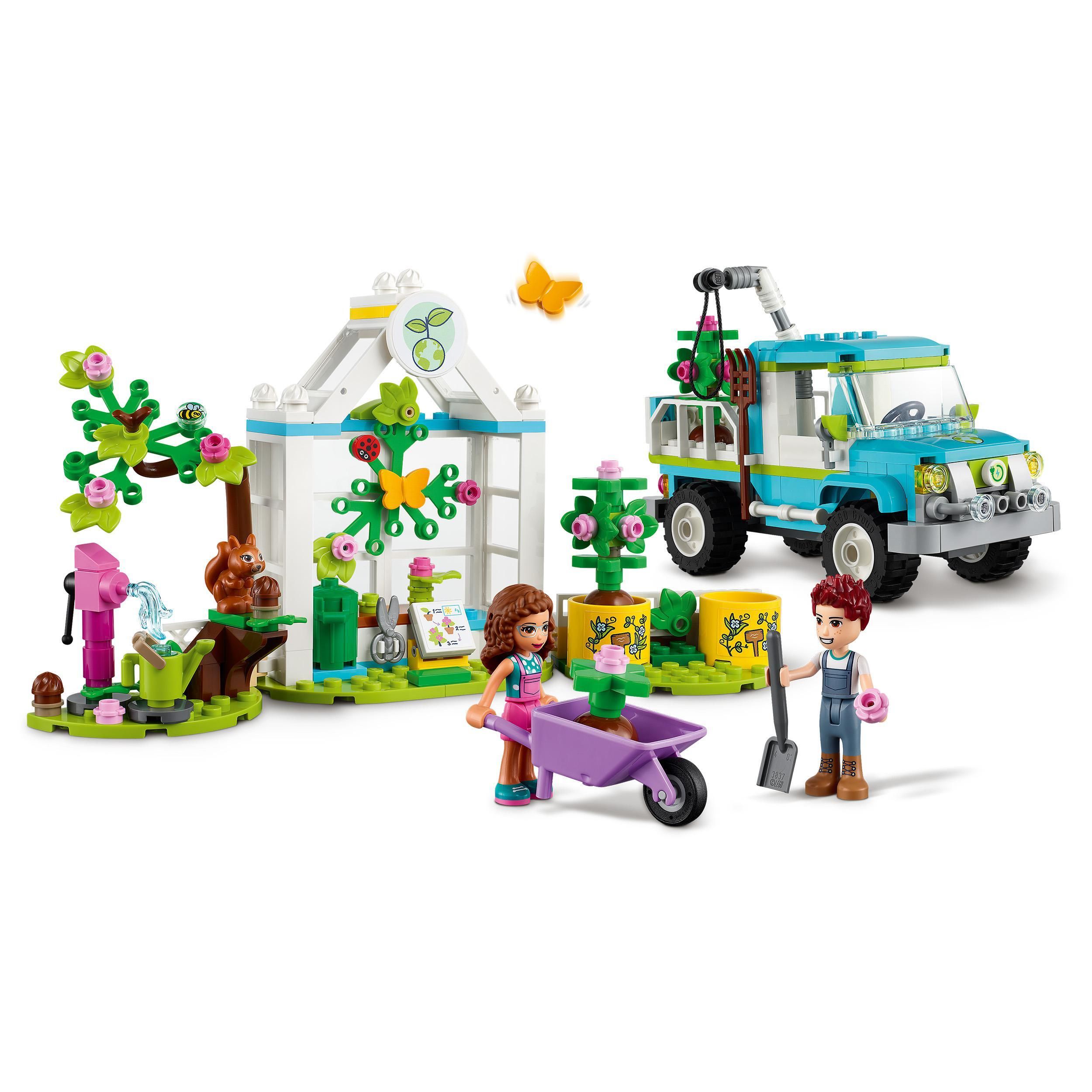 Un set lego di piante e alberi con un motivo lego