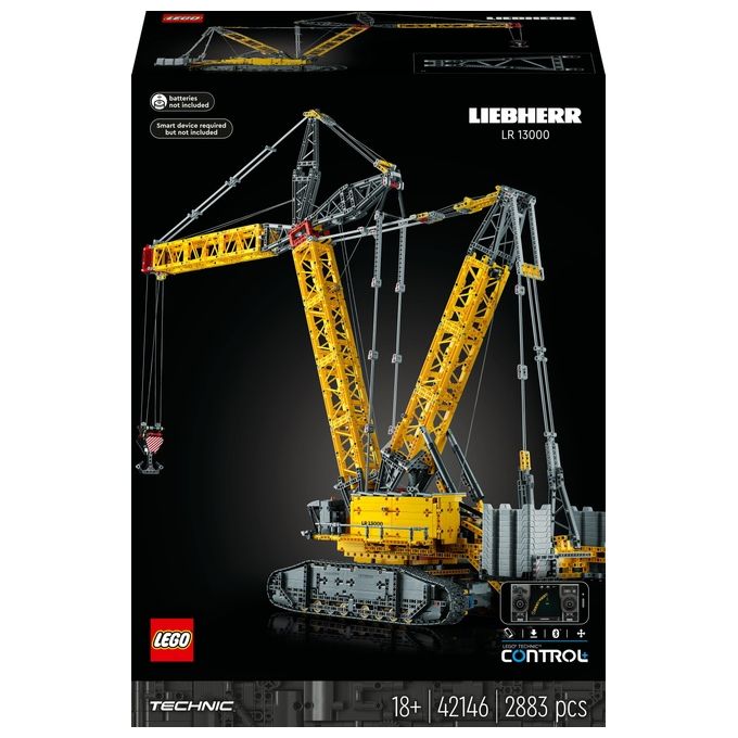 LEGO Technic 42146 Gru Cingolata Liebherr LR 13000, Veicolo da Cantiere Telecomandato con App Control+, Modellismo per Adulti