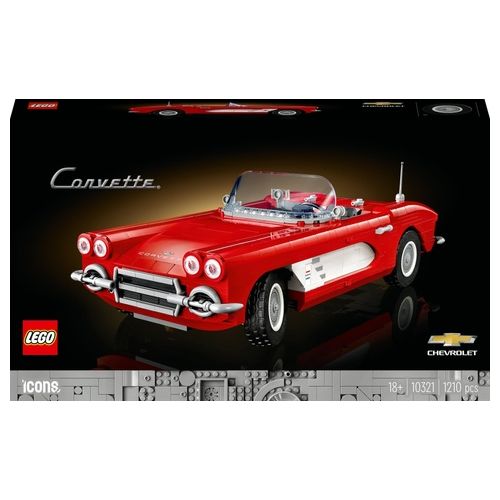 LEGO Icons 10321 Corvette Kit di Modellismo da Costruire Adulti, Iconico Modellino di Auto, Regalo da Collezione Uomo o Donna