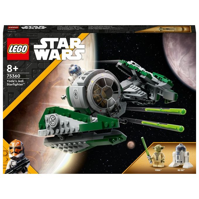 LEGO Star Wars 75360 Jedi Starfighter di Yoda, Veicolo Giocattolo da The Clone Wars, Minifigure di Yoda, Spada Laser e R2-D2