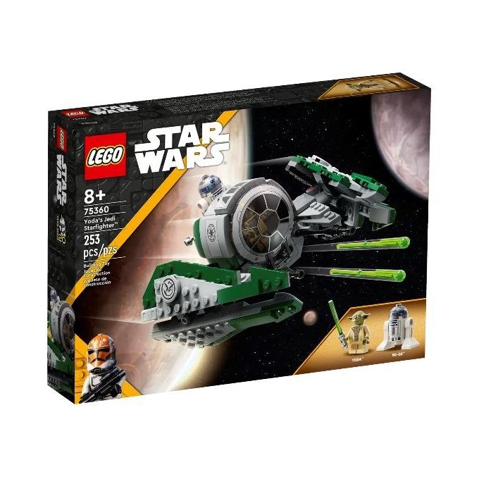 LEGO Star Wars 75360 Jedi Starfighter di Yoda, Veicolo Giocattolo da The Clone Wars, Minifigure di Yoda, Spada Laser e R2-D2