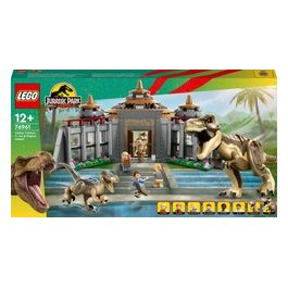 LEGO Jurassic Park 76961 Centro Visitatori: l'Attacco del T. Rex e del Raptor, Set con 2 Dinosauri Giocattolo e 6 Minifigure