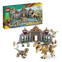Jurassic Park 76961 Centro Visitatori: l'Attacco del T. Rex e del Raptor, Set con 2 Dinosauri Giocattolo e 6 Minifigure