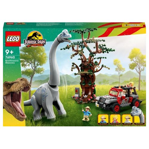 LEGO Jurassic Park 76960 La Scoperta del Brachiosauro, Set con Grande Dinosauro Giocattolo e Jeep Wrangler da Costruire