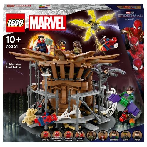 LEGO Marvel 76261 La Battaglia Finale di Spider-Man, Ricrea la Scena di Spider-Man: No Way Home con 3 Minifigure di Peter Parker