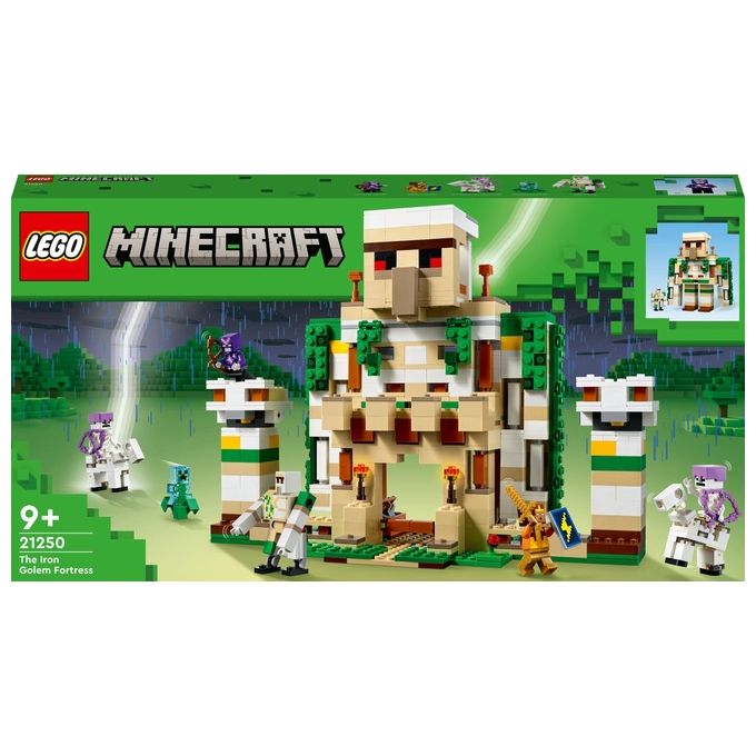 LEGO 21250 Minecraft La Fortezza del Golem di Ferro, Castello Giocattolo Costruibile che si Trasforma in Action Figure, con 7 Personaggi