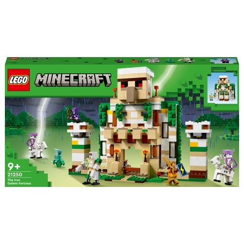 LEGO 21250 Minecraft La Fortezza del Golem di Ferro, Castello Giocattolo Costruibile che si Trasforma in Action Figure, con 7 Personaggi