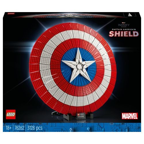 LEGO 76262 Marvel Scudo di Captain America, Kit di Costruzione Avengers per Adulti con Minifigure, Targhetta e Martello di Thor