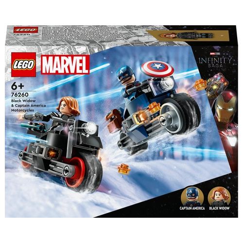 LEGO Marvel 76260 Motociclette di Black Widow e Captain America, Set Avengers Age of Ultron con 2 Supereroi e Moto Giocattolo