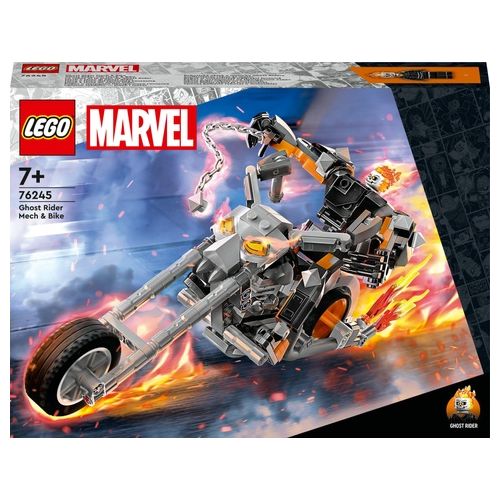LEGO Marvel 76245 Mech e Moto di Ghost Rider, Giocattolo con Action Figure Snodabile di Supereroe, Idea Regalo per Bambini 7+