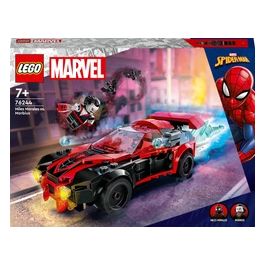 Marvel 76244 Miles Morales vs. Morbius, Spider-Man Giocattolo per Bambini con Macchina da Corsa e Minifigure di Spidey