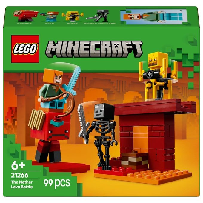 Image of LEGO Minecraft Battaglia sul Ponte del Nether Gioco d'Avventura per Bambini e Bambine da 6 Anni Piccolo Set da Costruire con Funzioni e 4 Personaggi del Videogioco Idea Regalo di Compleanno 21266