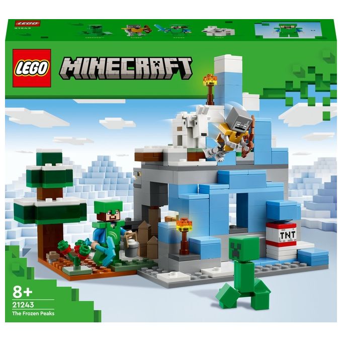 LEGO Minecraft 21243 I Picchi Ghiacciati, Modellino da Costruire con Caverna e Personaggi Steve, Creeper e Capra, Idee Regalo