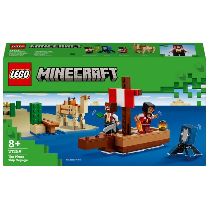 Image of LEGO Minecraft Il Viaggio del Galeone dei Pirati Barca Giocattolo da Costruire con 2 Personaggi e 2 Animali Giochi D'avventura per Bambini e Bambine da 8 Anni Regalo per i Fan del Videogioco 21259