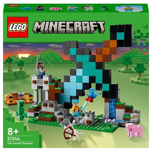 LEGO Minecraft 21244 L'Avamposto della Spada Giocattolo da Costruire con Creeper, Soldato e Scheletro, Giochi per Bambini