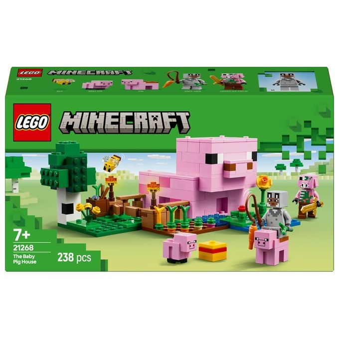 LEGO Minecraft La Casa del Maialino Gioco di Ruolo per Bambini e Bambine da 7 Anni in su con Personaggi Animali Giocattolo e Fattoria da Costruire Idea Regalo Didattica dal Videogioco 21268