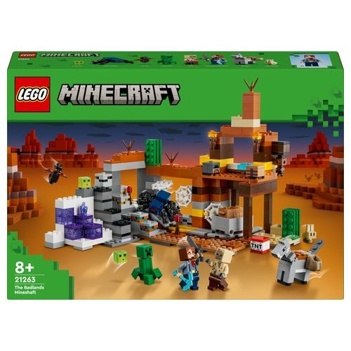 LEGO Minecraft La Miniera delle Badlands Modellino da Costruire di Bioma con Personaggi Accessori e Mob Ostili Giochi Creativi per Bambini e Bambine da 8 Anni Idea Regalo di Compleanno 21263