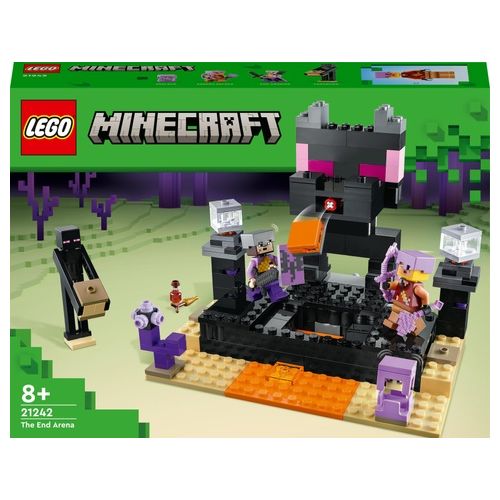 LEGO Minecraft 21242 The End Arena, Playset da Battaglia con Lava, Ender Drago Giocattolo e Enderman, Giochi per Bambini 8+