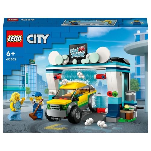 LEGO City 60362 Autolavaggio, Gioco per Bambini 6+ Anni con Spazzole Rotanti, Macchina Giocattolo e 2 Minifigure, Idea Regalo
