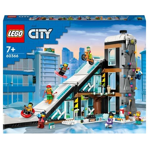 LEGO City 60366 Centro Sci e Arrampicata, Modular Building Set a 3 Livelli con Pista e 8 Minifigure, Regalo per Bambini 7+