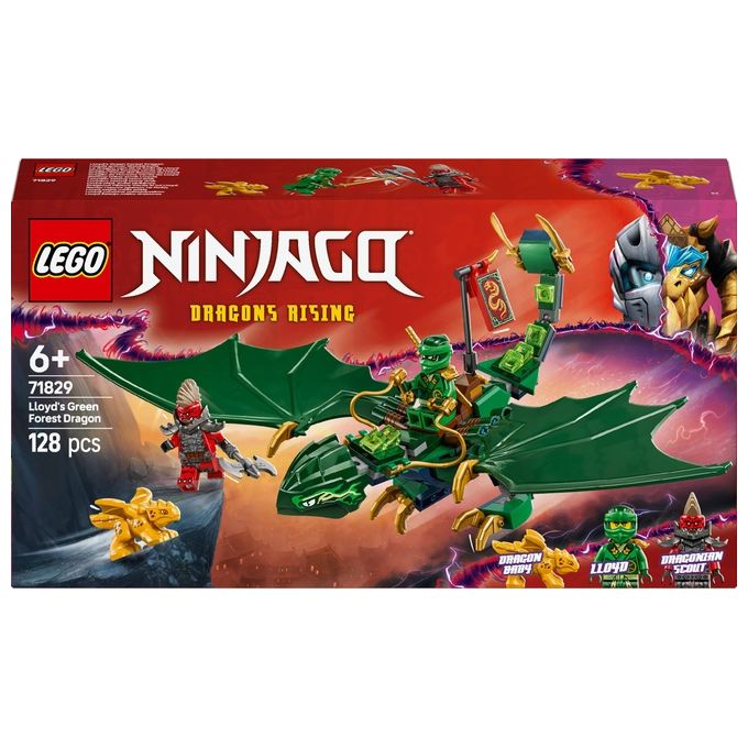 LEGO NINJAGO Drago della Foresta Verde di Lloyd - Figura Giocattolo Snodabile da Costruire Set con 2 Minifigure Armi e Cucciolo Dorato Giochi per Bambini e Bambine da 6 Anni Idea Regalo 71829