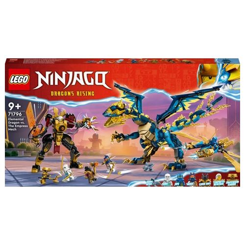 LEGO NINJAGO 71796 Dragone Elementare vs. Mech dell'Imperatrice, Set con Drago Giocattolo, Action Figure, Flyer e 6 Minifigure