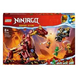 LEGO NINJAGO 71793 Dragone di Lava Transformer Heatwave, Serie Dragons Rising con Drago Giocattolo e Minifigure, Giochi Ninja