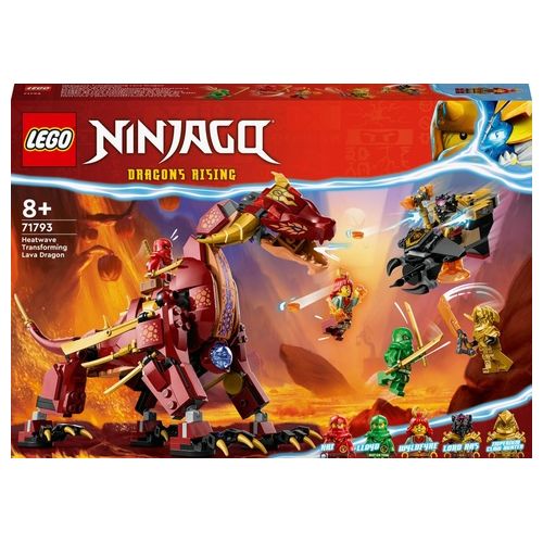 LEGO NINJAGO 71793 Dragone di Lava Transformer Heatwave, Serie Dragons Rising con Drago Giocattolo e Minifigure, Giochi Ninja