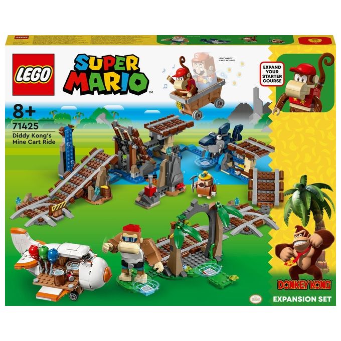 LEGO Super Mario 71425 Pack di Espansione Corsa nella Miniera di Diddy Kong, Livello con Percorso, Aereo Giocattolo e 4 Personaggi