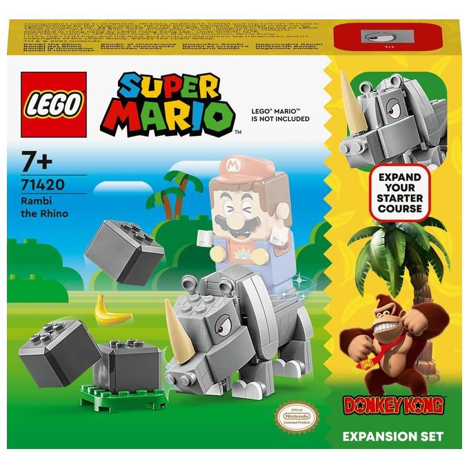 LEGO Super Mario 71420 Pack di Espansione Rambi il Rinoceronte, Figura Animale Giocattolo da Abbinare a uno Starter Pack