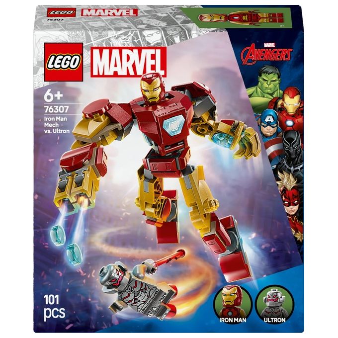 Lego Set 76307 Mech di Iron Man vs Ultron Marvel Super Heroes Assemblaggio Creativo per Fan e Collezionisti