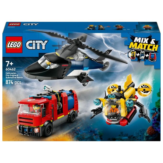 Image of LEGO Set Costruzioni City 60462 Elicottero Autopompa Sottomarino MixeMatch per Creativita' senza Confini