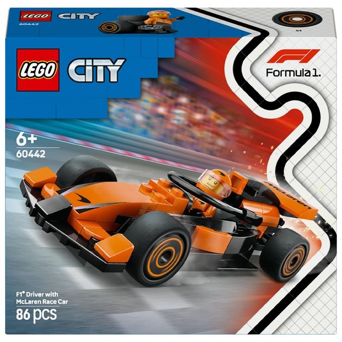 Lego Set Pilota e Monoposto McLaren F1 60442 City Formula1 Racing Construction Kit
