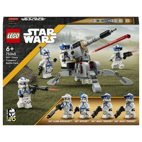 LEGO Star Wars 75345 Battle Pack Clone Troopers Legione 501, Modellino da Costruire con Cannone Giocattolo AV-7 e 4 Personaggi