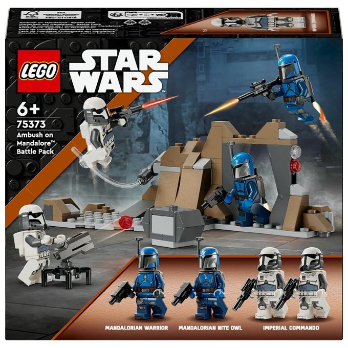 LEGO Star Wars Battle Pack Agguato su Mandalore Gioco d'Avventura per Bambini e Bambine da 6 Anni in su con 4 Personaggi da The Mandalorian Giocattolo con Armi Jetpack e Grotta da Costruire 75373