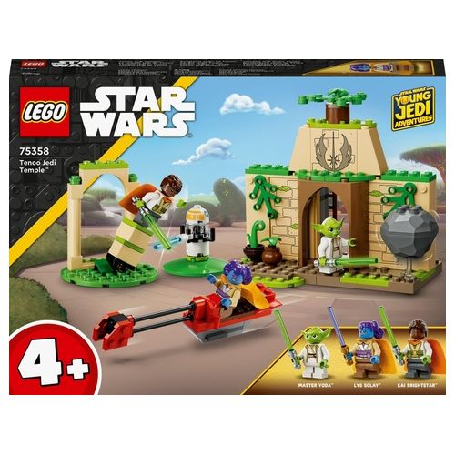 LEGO Star Wars 75358 Tempio Jedi su Tenoo con Maestro Yoda, Spade Laser Giocattolo, Droide e Speeder Bike, Giochi per Bambini 4+