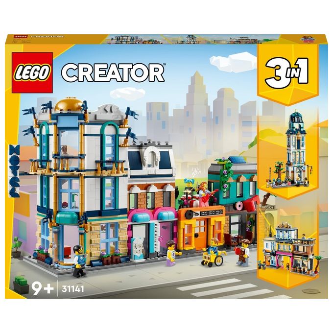 LEGO Creator 3in1 31141 Strada Principale, Grattacielo Art Déco o Strada del Mercato, Kit Modellismo per Costruzioni Creative