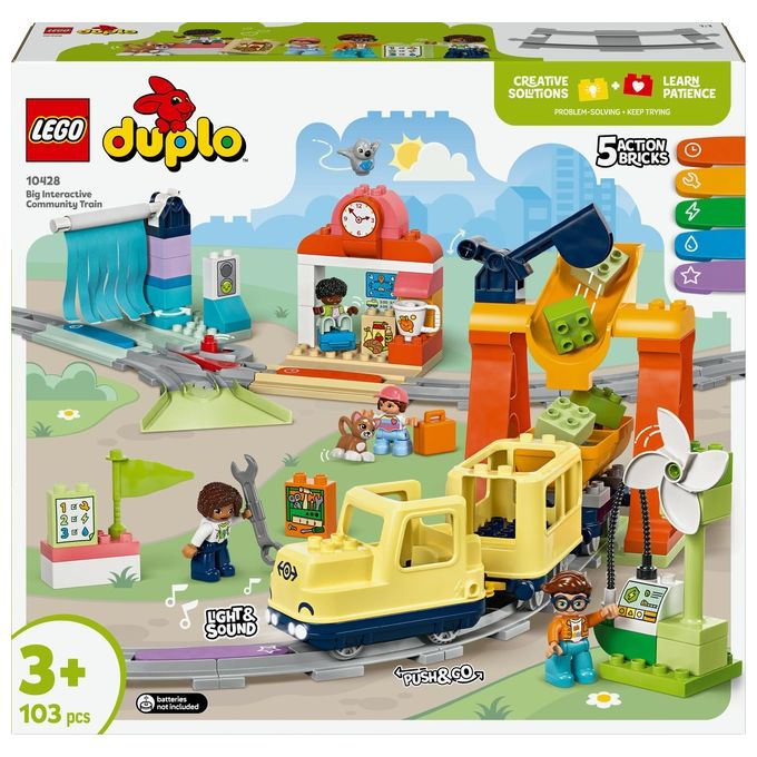 Image of LEGO Treno Interattivo 10428 Duplo Town Grande Comunita' Multicolore 50x30x15cm Accessori Inclusi per Bambini 2-5 Anni