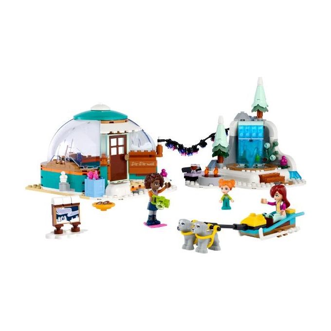 LEGO Friends 41760 Vacanza in Igloo con Tenda da Campeggio, 2 Cani da Slitta e Mini Bamboline, Giochi per Bambine e Bambini