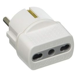 S3625D Adattatore con Spina Tedesca e Presa Bipasso Bianco