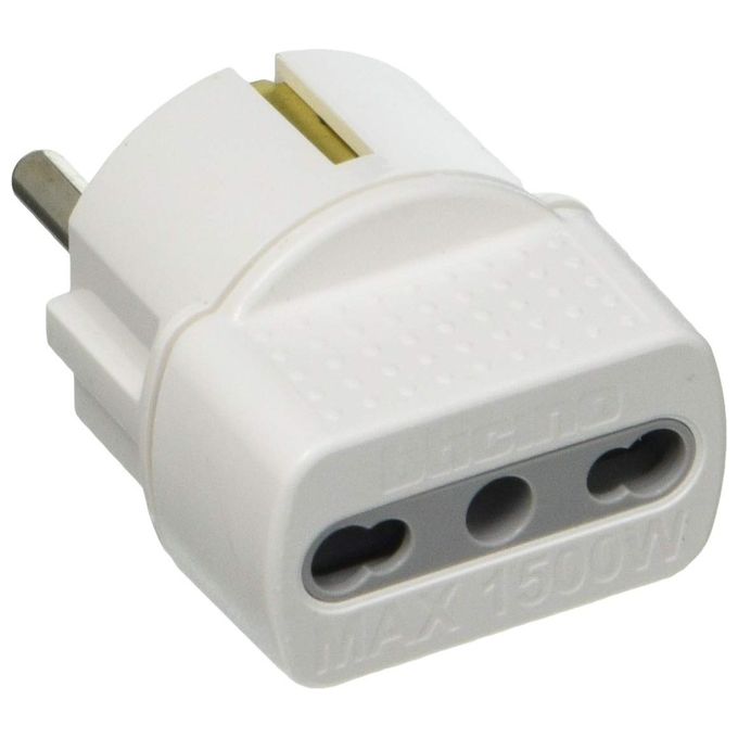Legrand S3625D Adattatore con Spina Tedesca e Presa Bipasso Bianco