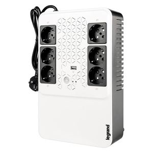 Legrand UPS BTicino 310082 Gruppo di Continuita' New Keor Multiplug con Caricatore USB 800 VA/480W 6 Prese Multistandard
