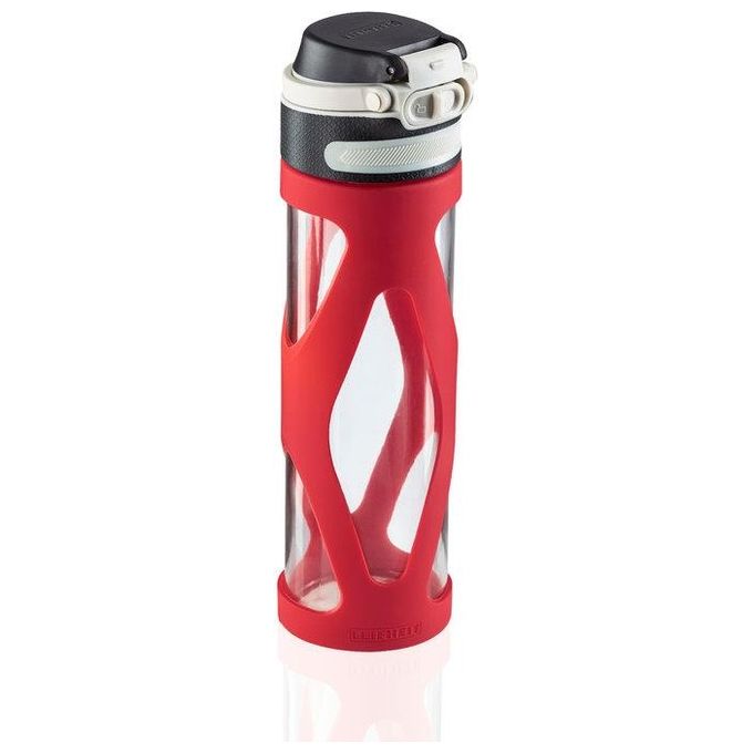 Leifheit Borraccia Flip in Vetro Rosso 600ml