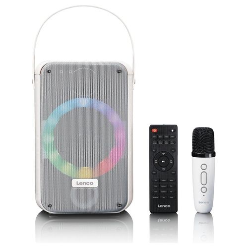 Lenco BTC-060WH Macchina per Karaoke Portatile Bluetooth 5.2-20 Watt RMS Bianco