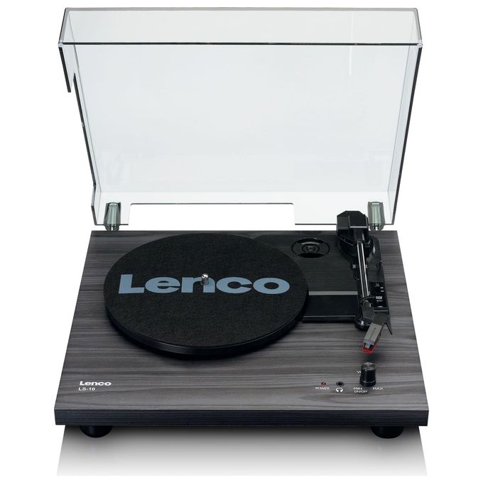 Lenco LS-10 Giradischi con Altoparlanti Integrati Trazione a Cinghia 2 Velocita' 33 45 rpm 2x3 W Semiautomatico colore Nero