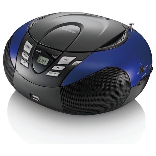Lenco SCD-37 USB Stereo Boombox, Radio FM, CD/MP3-Player, USB 2.0, Blu