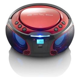SCD-550 Radio Portatile con Lettore Cd Boombox con Effetto Luce Discoteca Rosso